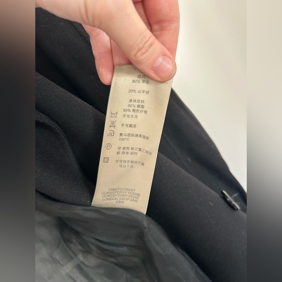 Burberry Black Trench Coat Wool Cashmere Size 10 - Picture 16 of 16